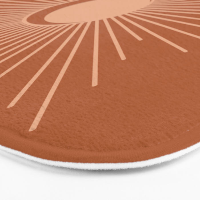 Sun and Moon Minimalist Sunburst in Terracotta Earth Tones Bath Mat Gallery Image 3