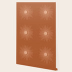 Sun and Moon Minimalist Sunburst in Terracotta Earth Tones Wallpaper Gallery Image 2