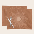 Sun and Moon Minimalist Sunburst in Terracotta Earth Tones Placemat Gallery Image 1