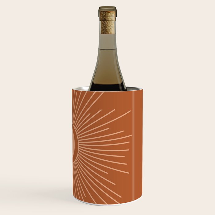 Sun and Moon Minimalist Sunburst in Terracotta Earth Tones Wine Chiller Gallery Image 3