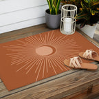 Sun and Moon Minimalist Sunburst in Terracotta Earth Tones Outdoor Rug Gallery Image 2