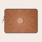 Sun and Moon Minimalist Sunburst in Terracotta Earth Tones Laptop Sleeve Gallery Image 1
