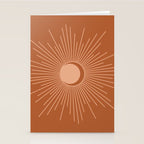 Sun and Moon Minimalist Sunburst in Terracotta Earth Tones Stationery Card Gallery Image 2