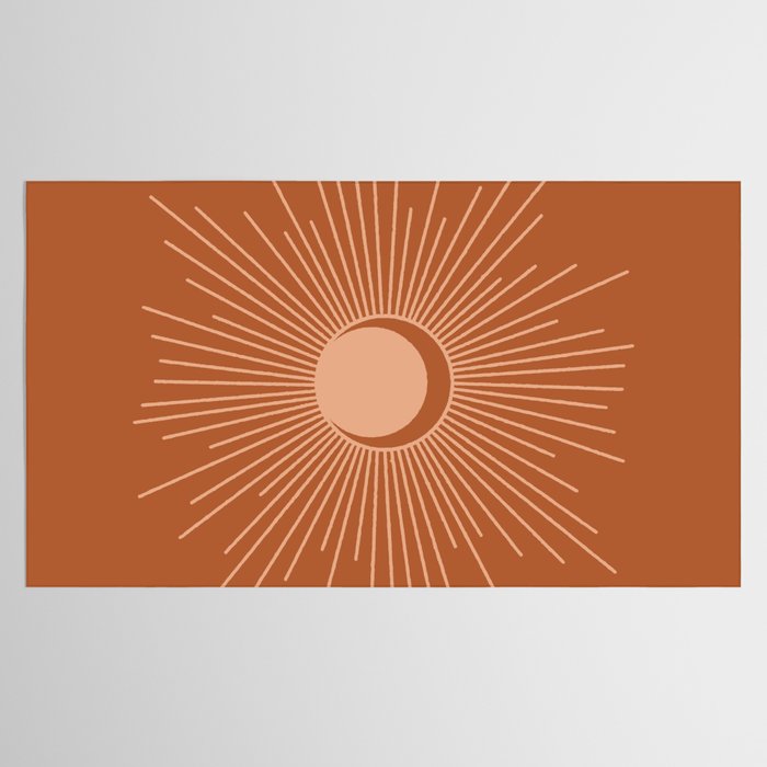 Sun and Moon Minimalist Sunburst in Terracotta Earth Tones Tablecloth Gallery Image 2