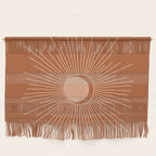 Sun and Moon Minimalist Sunburst in Terracotta Earth Tones Wall Hanging Gallery Image 1