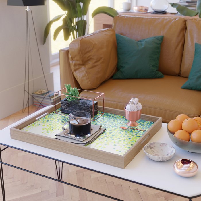 Cat in the garden under willow tree Serving Tray Gallery Image 2