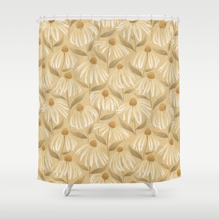 Dancing Daisies - gold Shower Curtain Gallery Image 1