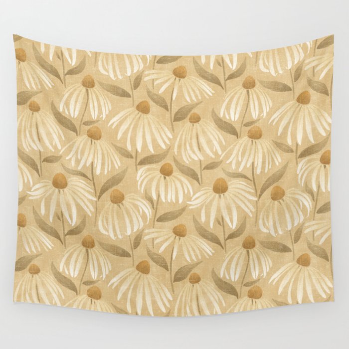 Dancing Daisies - gold Wall Tapestry Gallery Image 1