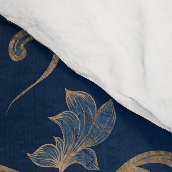 Fleur-de-lis ornament Blue Marble and Gold Comforter Gallery Image 4