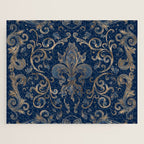 Fleur-de-lis ornament Blue Marble and Gold Jigsaw Puzzle Gallery Image 1
