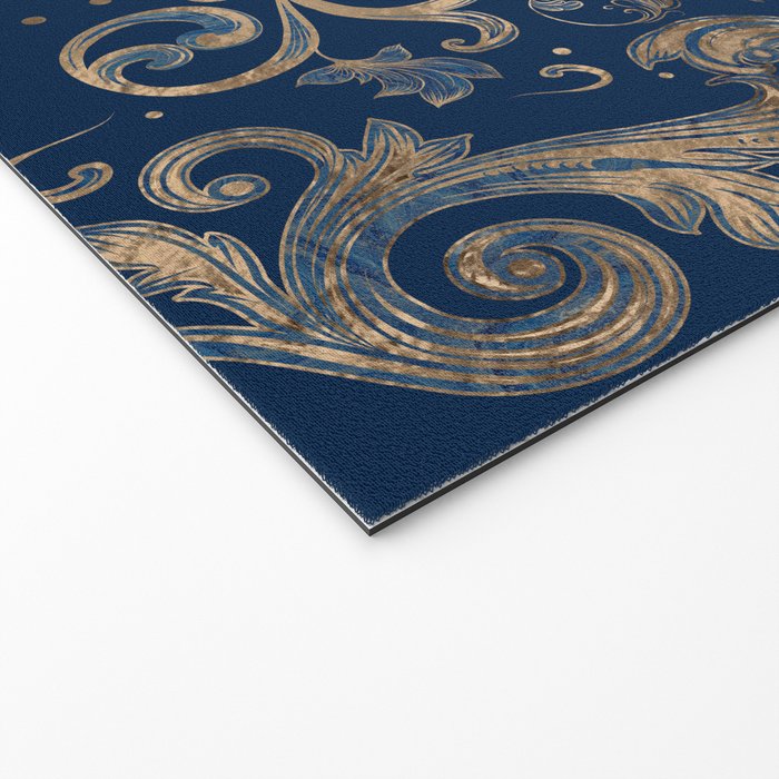 Fleur-de-lis ornament Blue Marble and Gold Welcome Mat Gallery Image 2
