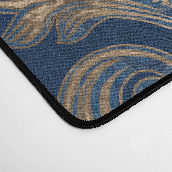 Fleur-de-lis ornament Blue Marble and Gold Desk Mat Gallery Image 4