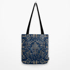 Fleur-de-lis ornament Blue Marble and Gold Tote Bag Gallery Image 2