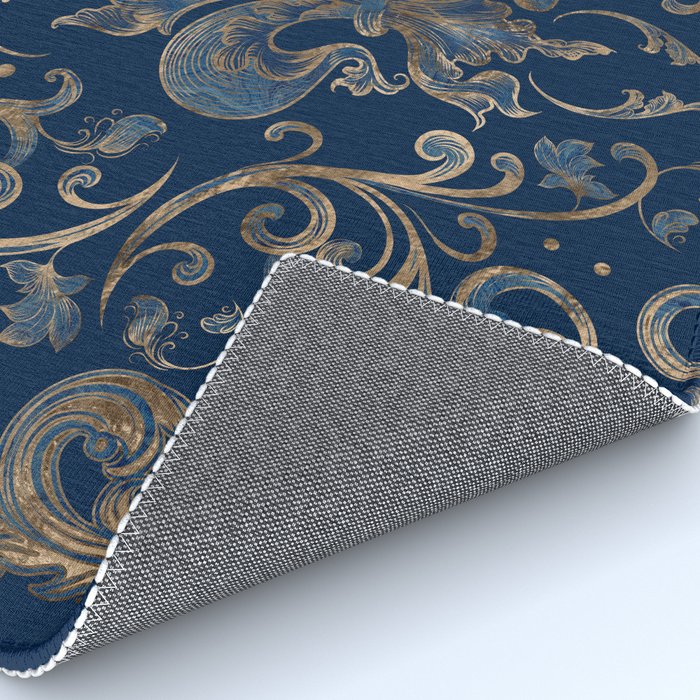 Fleur-de-lis ornament Blue Marble and Gold Rug Gallery Image 4