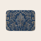 Fleur-de-lis ornament Blue Marble and Gold Bath Mat Gallery Image 1