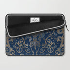 Fleur-de-lis ornament Blue Marble and Gold Laptop Sleeve Gallery Image 2