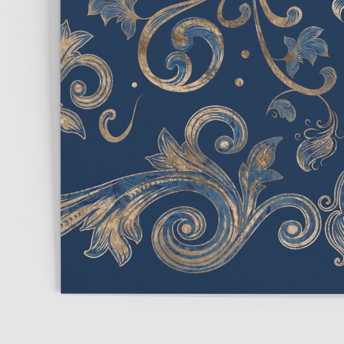Fleur-de-lis ornament Blue Marble and Gold Poster Gallery Image 3