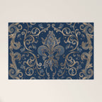 Fleur-de-lis ornament Blue Marble and Gold Welcome Mat Gallery Image 1