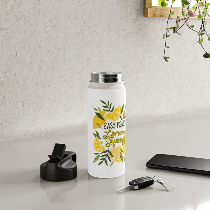 Easy Peasy Lemon Squeezy Citrus - Yellow & Green Palette Water Bottle Gallery Image 5