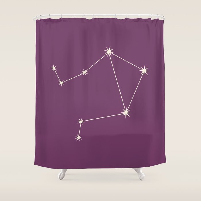 Libra Zodiac Star Constellation Line Art Mauve Purple Shower Curtain Gallery Image 1