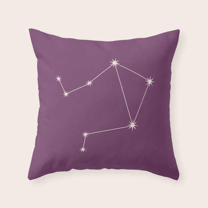 Libra Zodiac Star Constellation Line Art Mauve Purple Throw Pillow Gallery Image 6