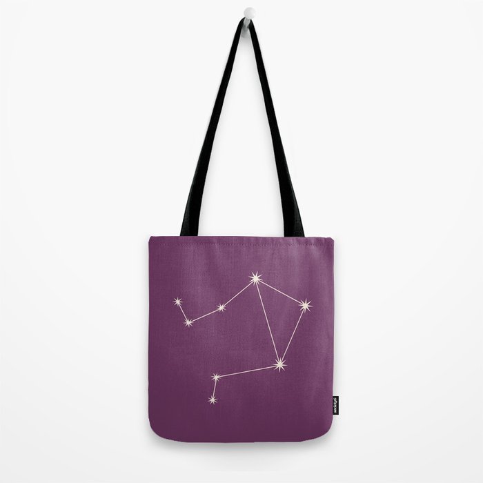 Libra Zodiac Star Constellation Line Art Mauve Purple Tote Bag Gallery Image 2