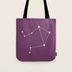 Libra Zodiac Star Constellation Line Art Mauve Purple Tote Bag Gallery Image 1