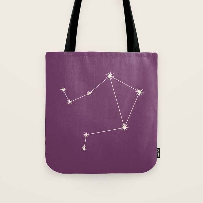 Libra Zodiac Star Constellation Line Art Mauve Purple Tote Bag Gallery Image 1