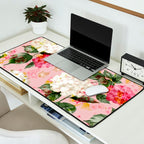 Vintage green pink white bohemian hortensia flowers Desk Mat Gallery Image 2