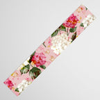 Vintage green pink white bohemian hortensia flowers Table Runner Gallery Image 3