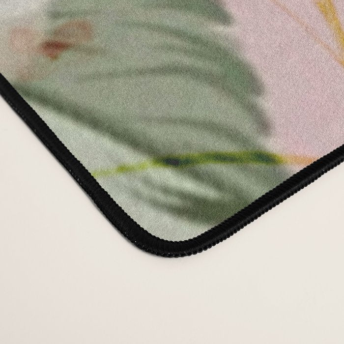 Vintage green pink white bohemian hortensia flowers Desk Mat Gallery Image 4