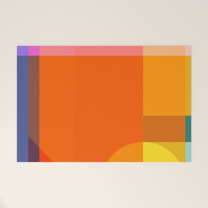 Vibrant Modern Color Block Abstract Rainbow Art Welcome Mat Gallery Image 1