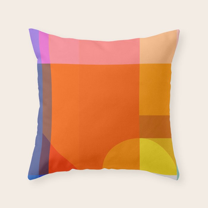 Vibrant Modern Color Block Abstract Rainbow Art Throw Pillow Gallery Image 6