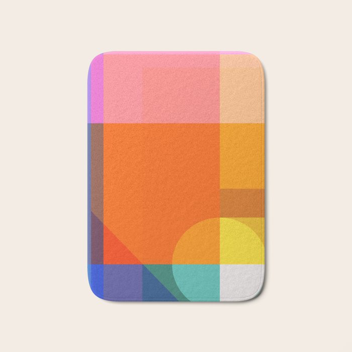 Vibrant Modern Color Block Abstract Rainbow Art Bath Mat Gallery Image 1