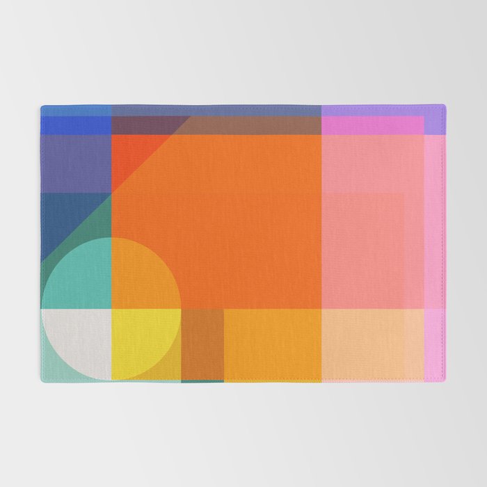 Vibrant Modern Color Block Abstract Rainbow Art Rug Gallery Image 2