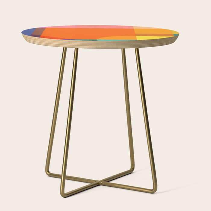 Vibrant Modern Color Block Abstract Rainbow Art Side Table Gallery Image 1