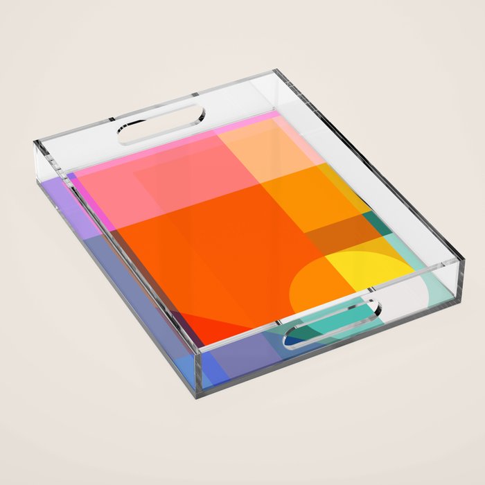Vibrant Modern Color Block Abstract Rainbow Art Acrylic Tray Gallery Image 1