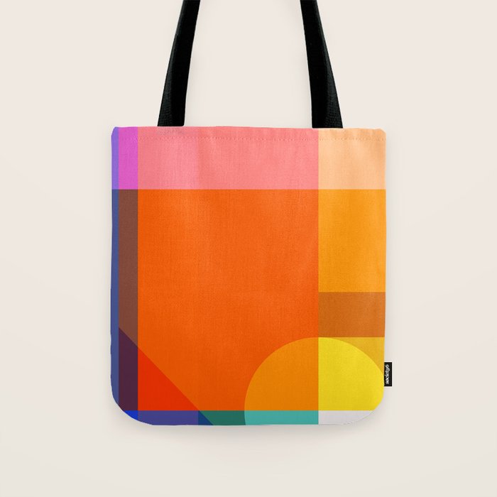 Vibrant Modern Color Block Abstract Rainbow Art Tote Bag Gallery Image 1