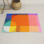 Vibrant Modern Color Block Abstract Rainbow Art Rug Gallery Image 1