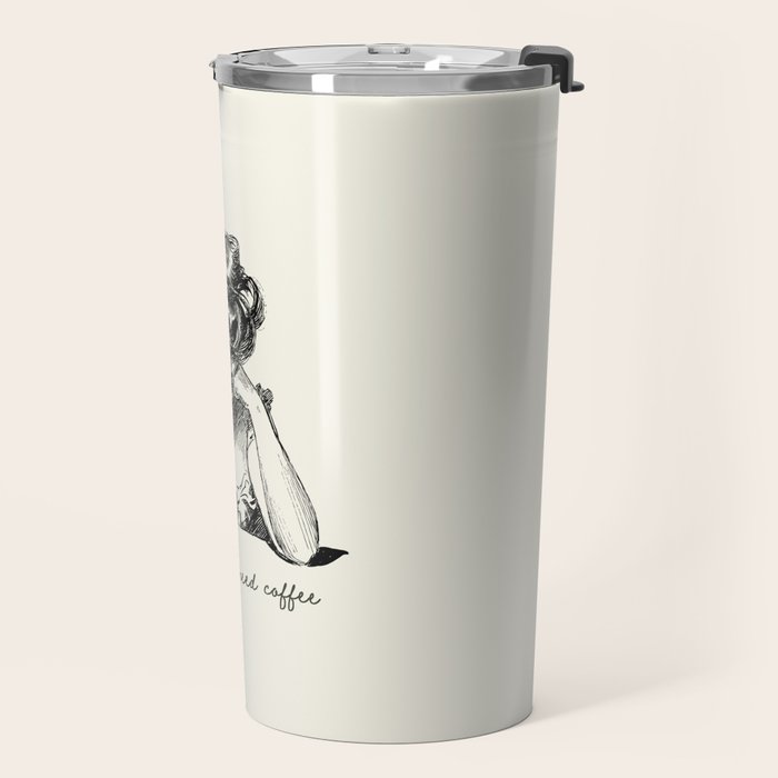 I Probably Need Coffee / Vintage Illustration / Funny Quote Travel Mug Gallery Image 2