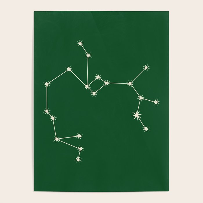 Sagittarius Zodiac Star Constellation Line Art Green Poster Gallery Image 4