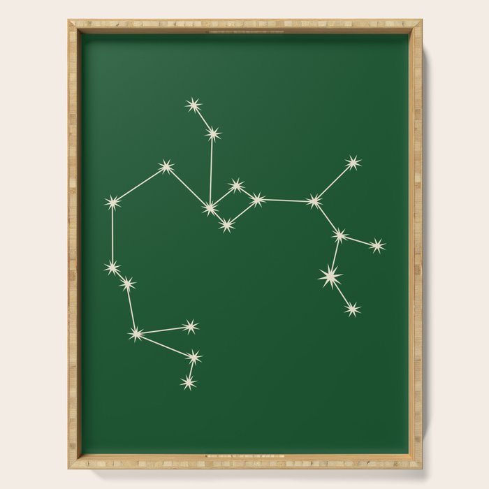 Sagittarius Zodiac Star Constellation Line Art Green Serving Tray Gallery Image 1