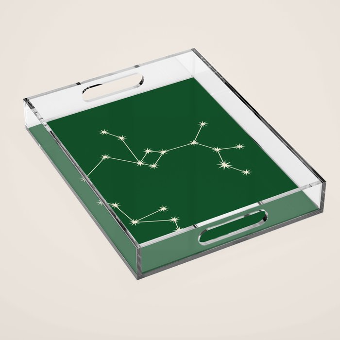 Sagittarius Zodiac Star Constellation Line Art Green Acrylic Tray Gallery Image 1