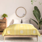 Daisy Stripes Pattern in Butter Yellow and White Comforter Gallery Image 3
