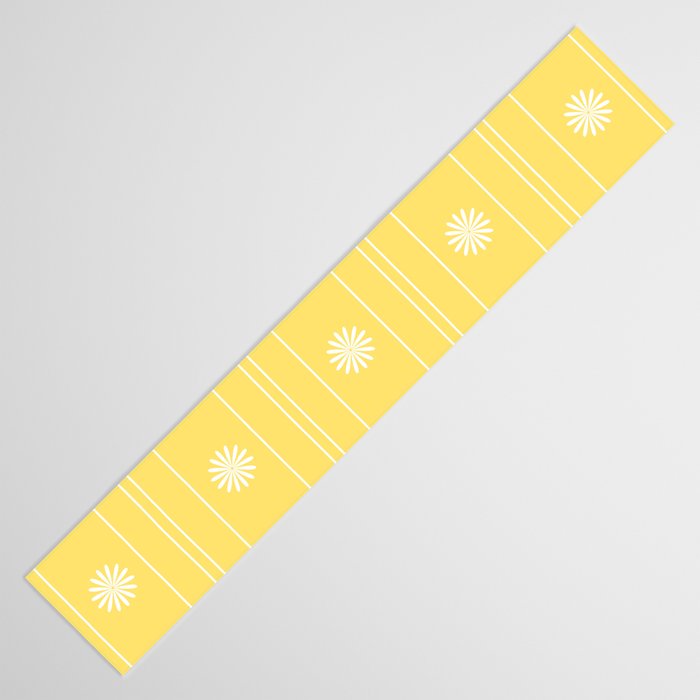 Daisy Stripes Pattern in Butter Yellow and White Table Runner Gallery Image 3