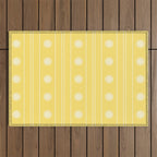 Daisy Stripes Pattern in Butter Yellow and White Outdoor Rug Gallery Image 1