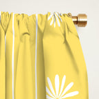 Daisy Stripes Pattern in Butter Yellow and White Window Curtain Gallery Image 2