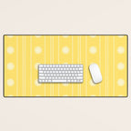 Daisy Stripes Pattern in Butter Yellow and White Desk Mat Gallery Image 1