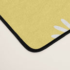 Daisy Stripes Pattern in Butter Yellow and White Desk Mat Gallery Image 4