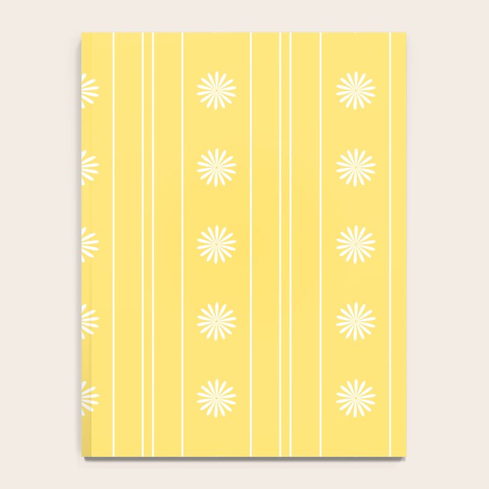 Daisy Stripes Pattern in Butter Yellow and White Notebook Gallery Image 4